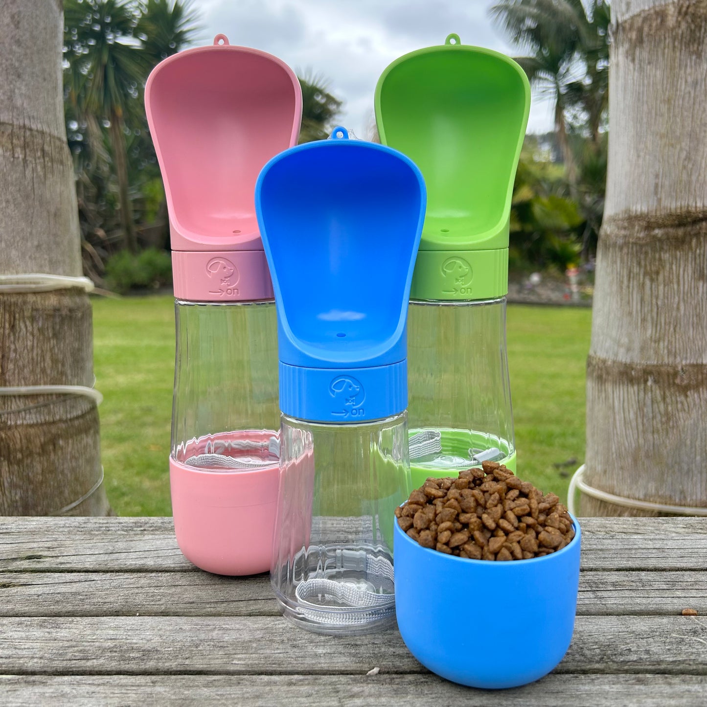 Portable Pink Travel Drinking Water Bottle, Water Container Cup Plus Snack Holder