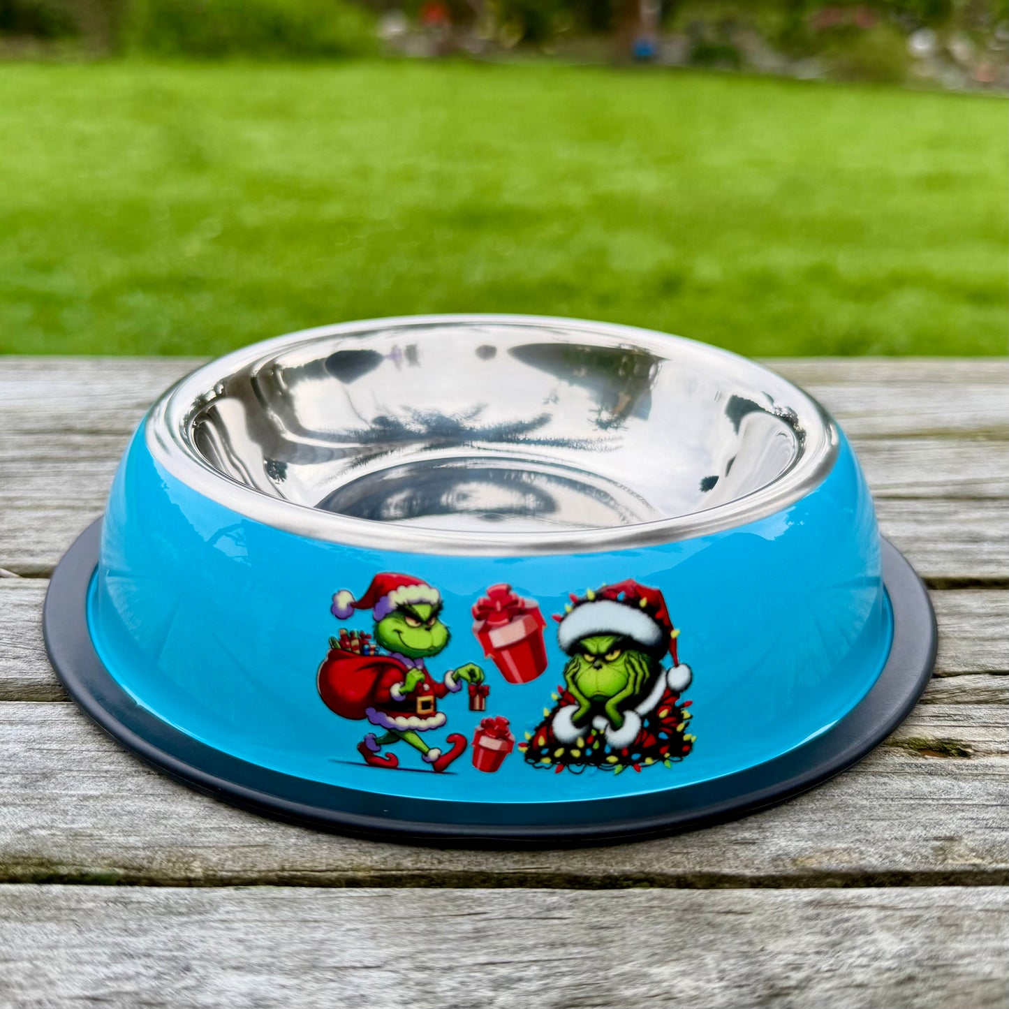 Christmas Grinch Dog Bowl Blue