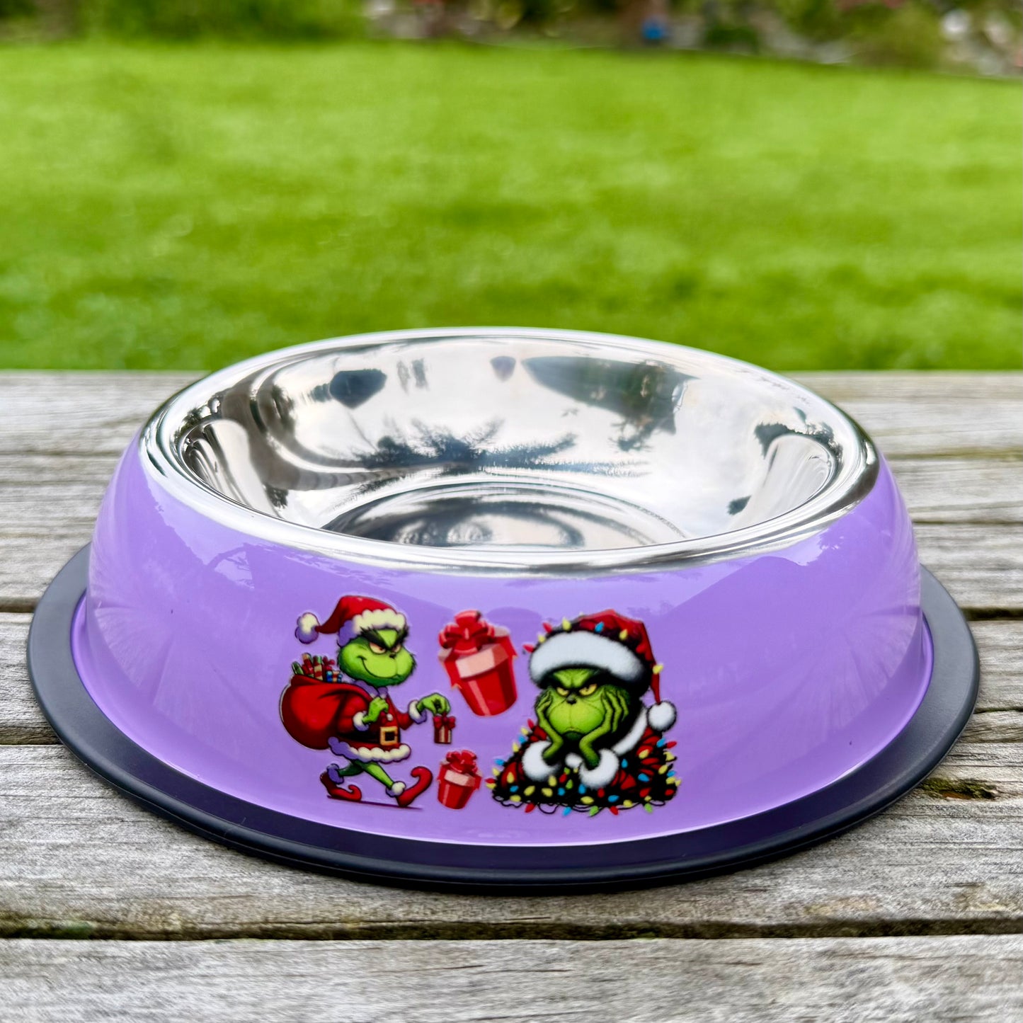 Christmas Grinch Dog Bowl Purple