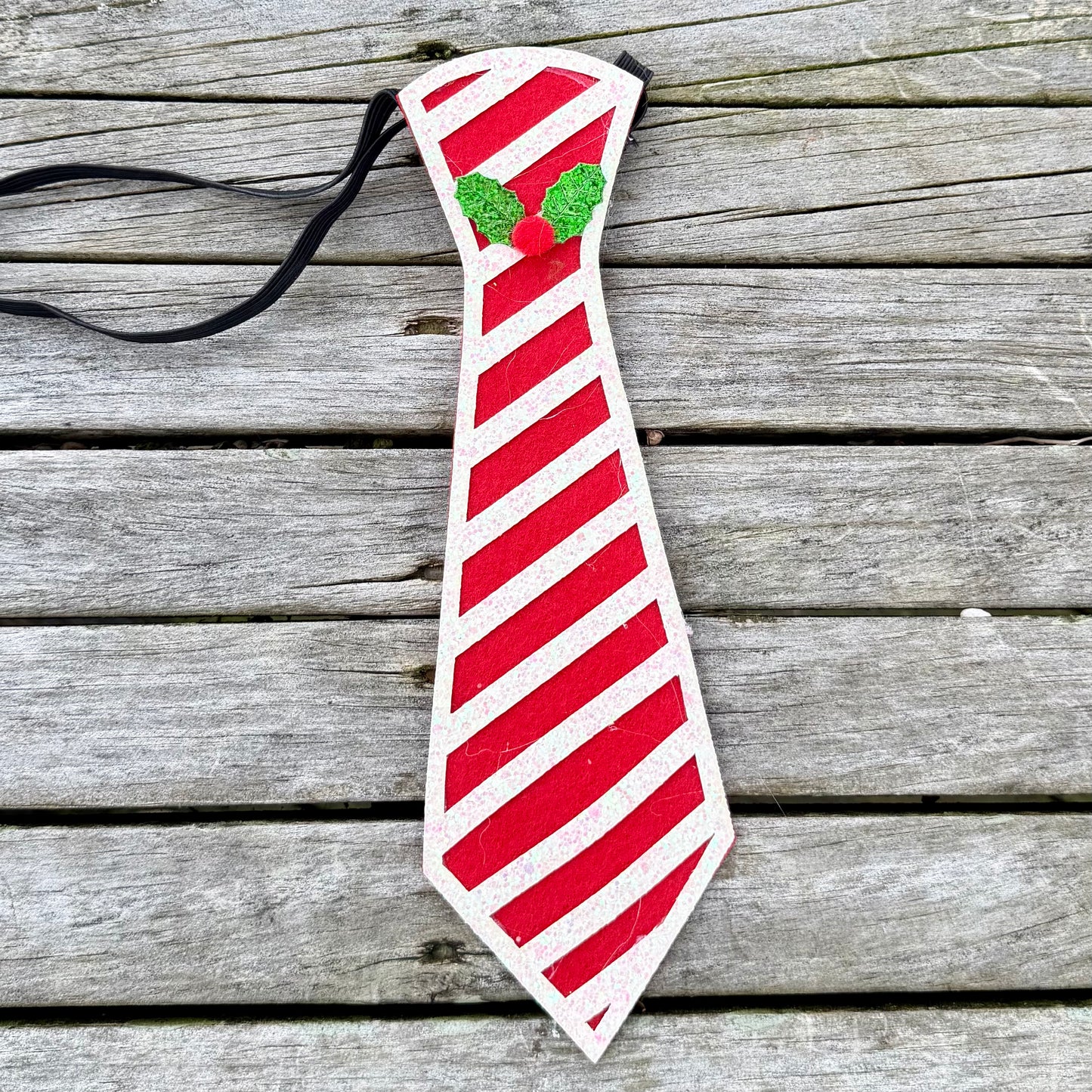 Christmas Candy Cane Glitter Dog Tie