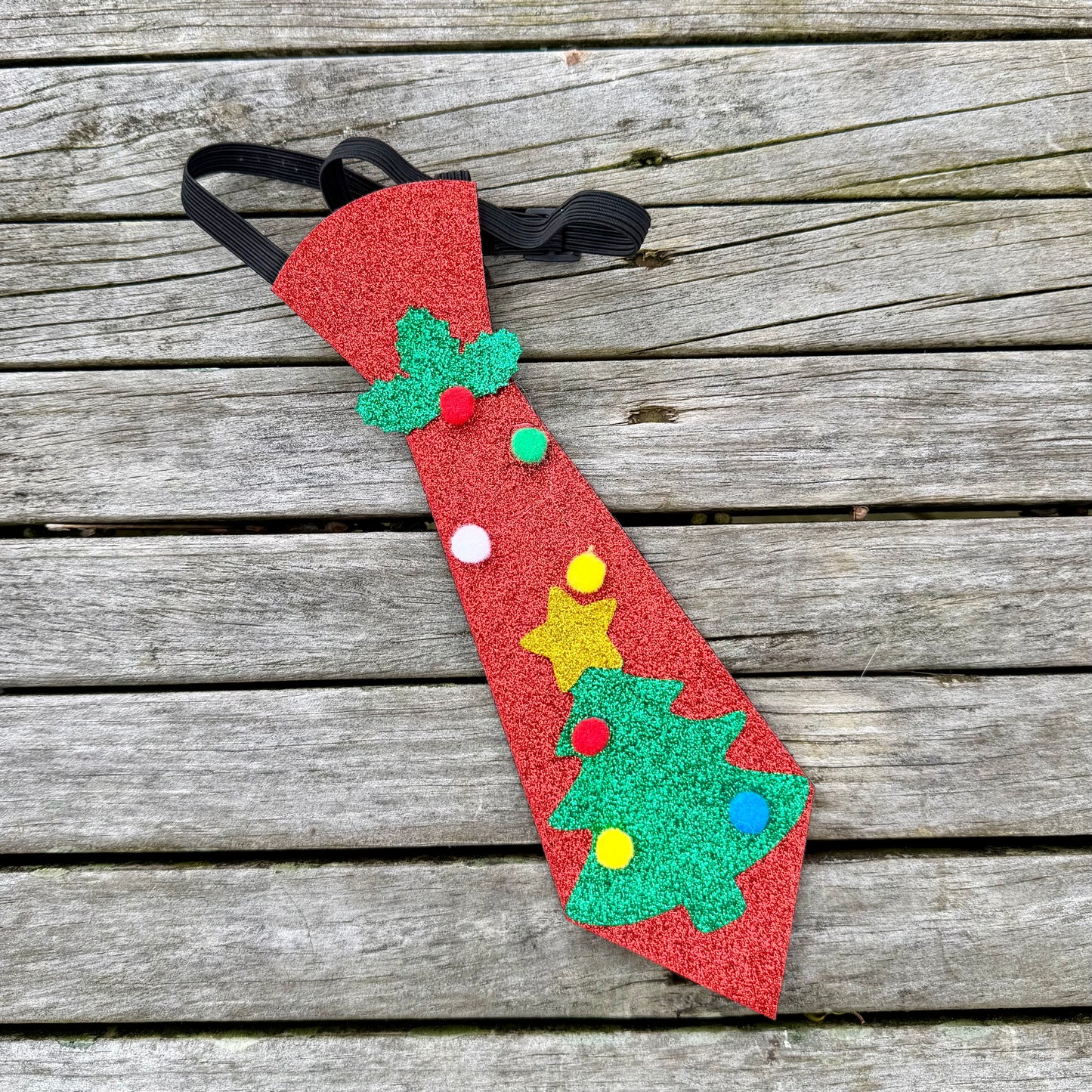 Christmas Red Christmas Tree Glitter Dog Tie