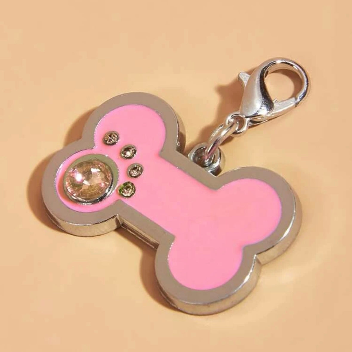 Pink Gem Bone Collar Charm