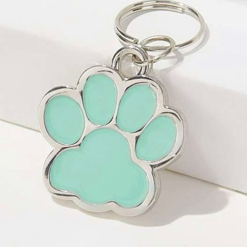 Pale Green Paw Print Collar Charm