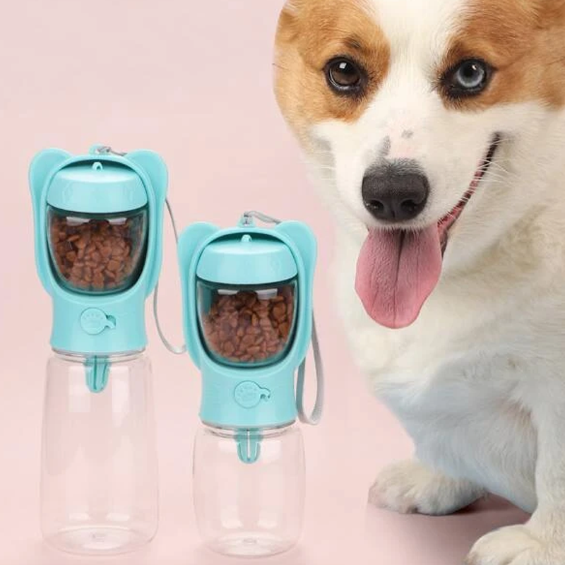 2 In 1 Pet Travel Food & Water Bottle - Blue