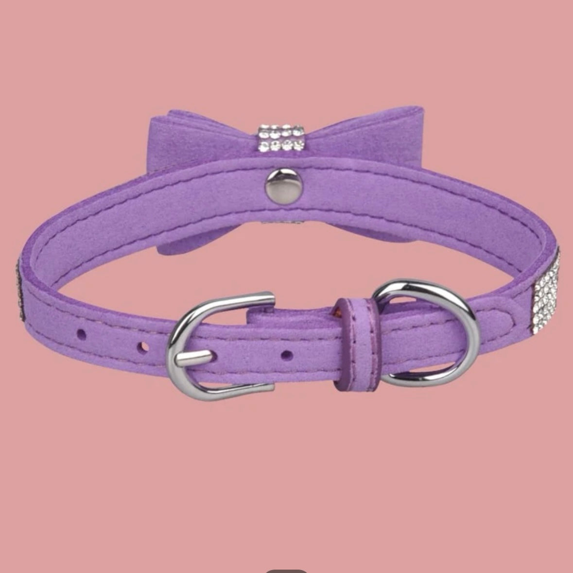 Purple Sparkle Bow Collar
