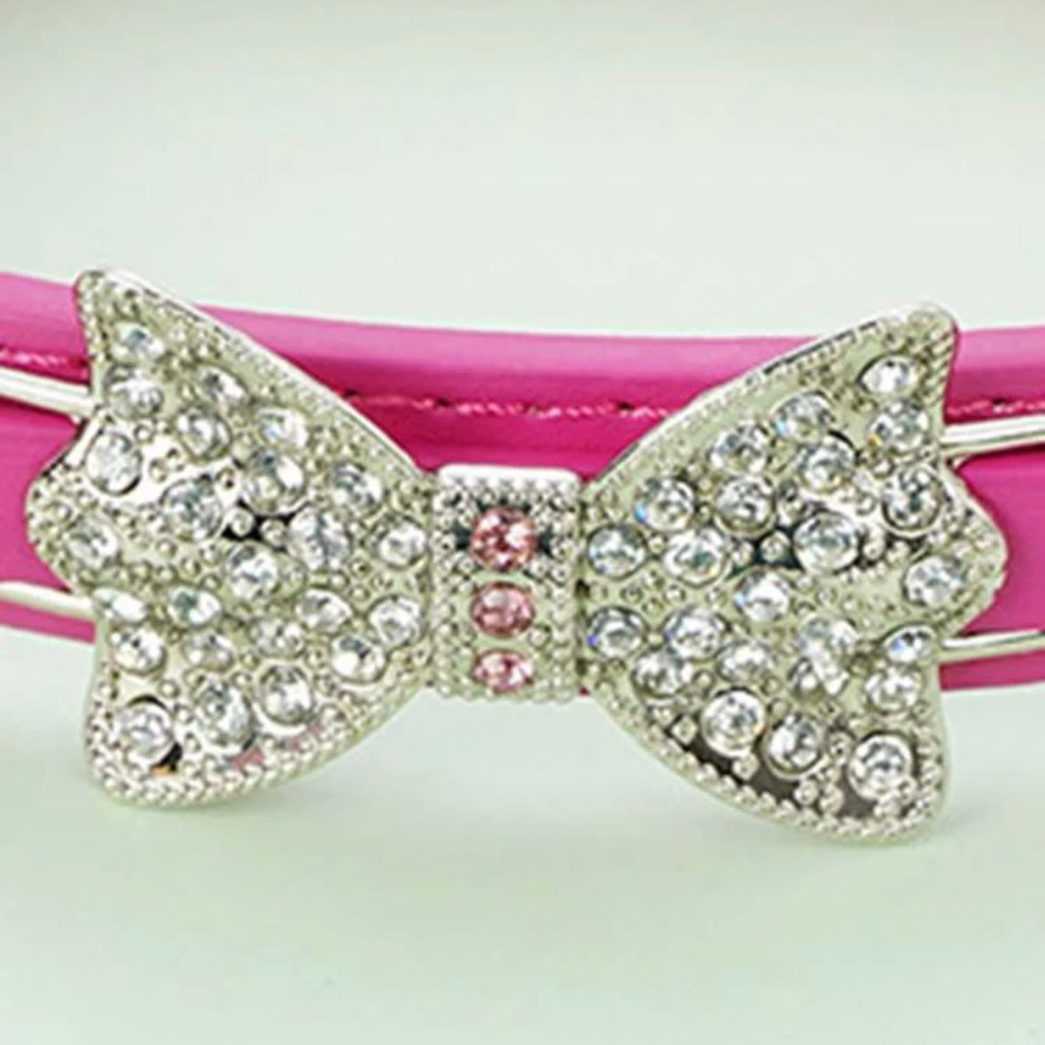 Rhinestone Pink Bow Dog Collar