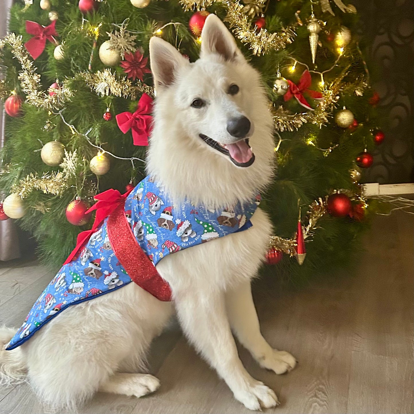 Christmas Blue Glitter Dog Coat