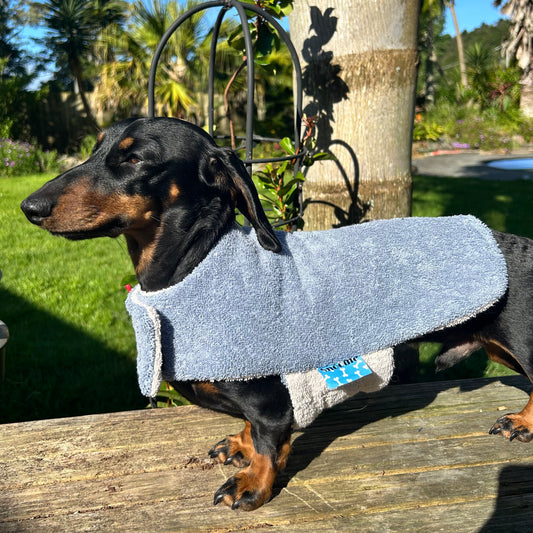 Towelwear Grey Beige Dog Coat
