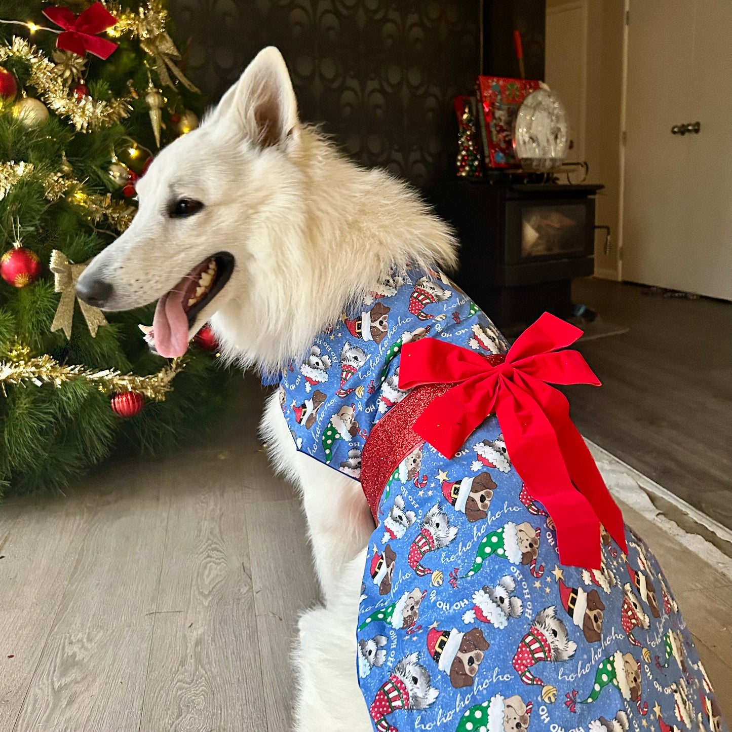 Christmas Blue Glitter Dog Coat