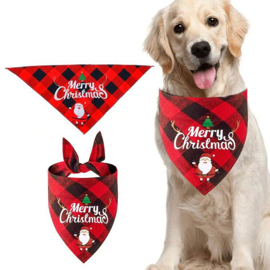 Merry Christmas Red Pattern Dog Bandana