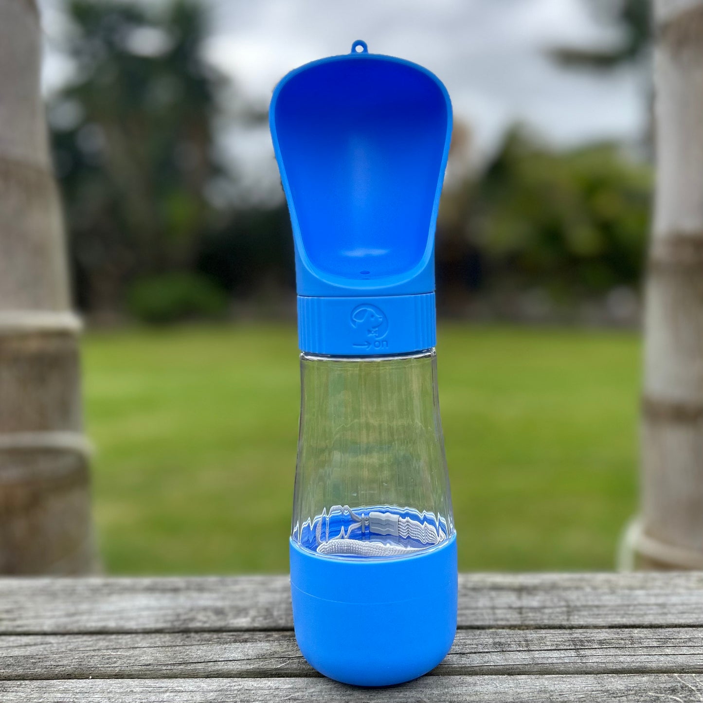 Portable Blue Travel Drinking Water Bottle, Water Container Cup Plus Snack Holder