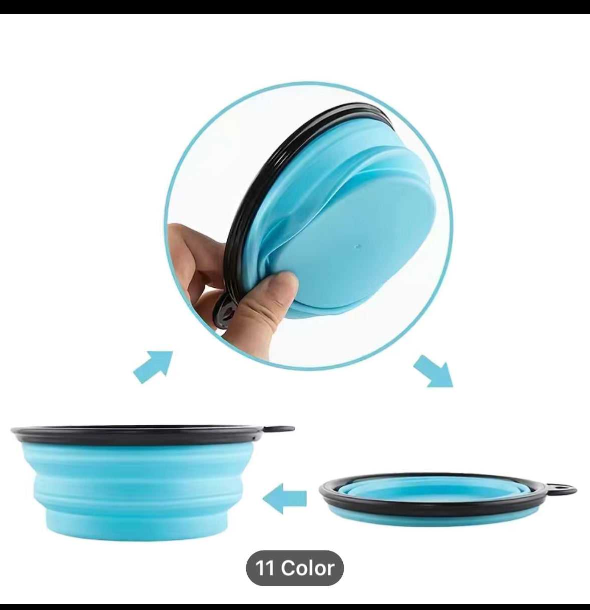 Blue Portable Pet Food Bowl: Foldable & Durable