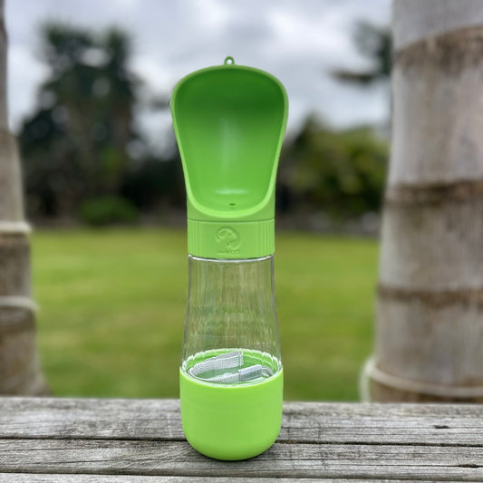 Portable Green Travel Drinking Water Bottle, Water Container Cup Plus Snack Holder
