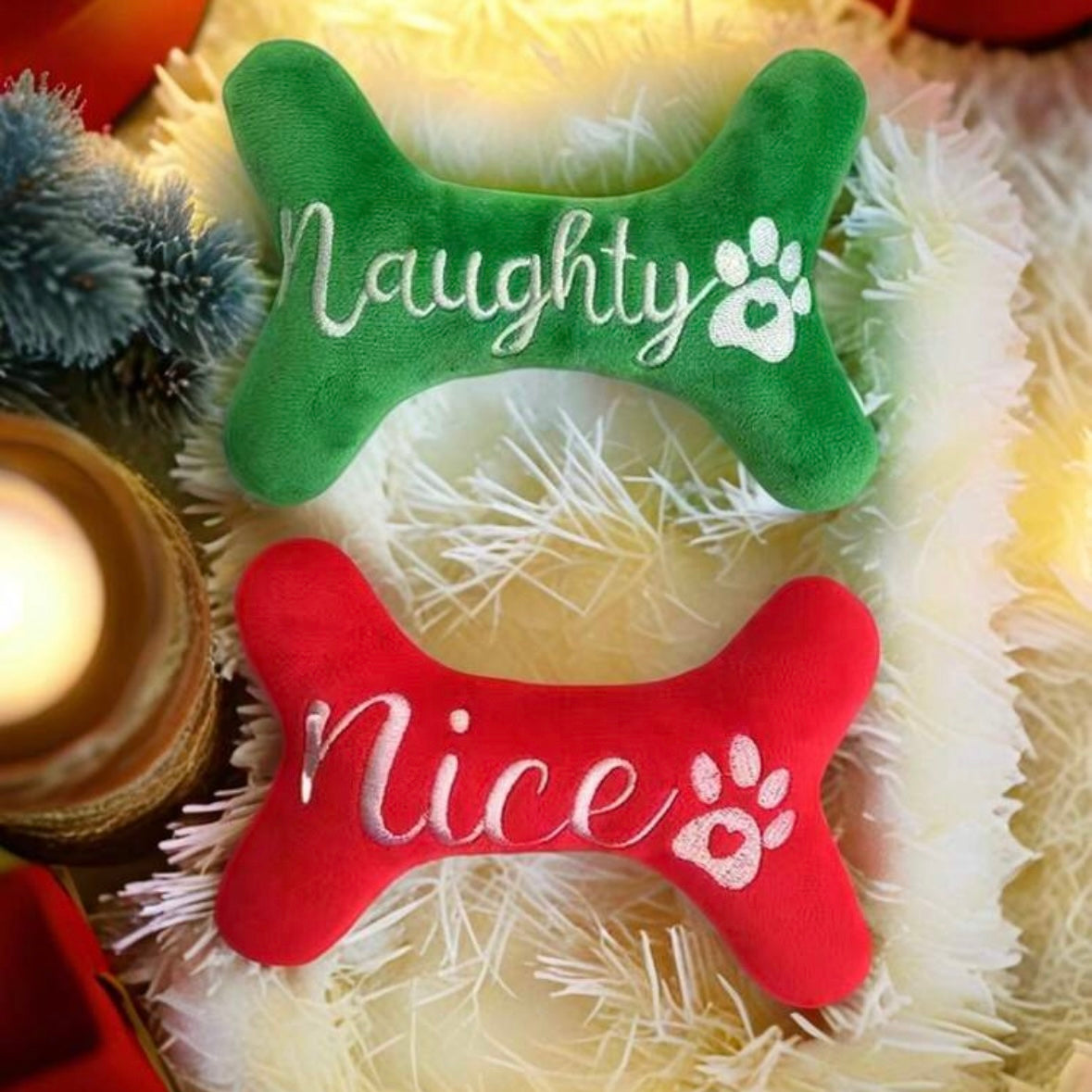 Naughty or Nice 2 Piece Plush Dog Toys