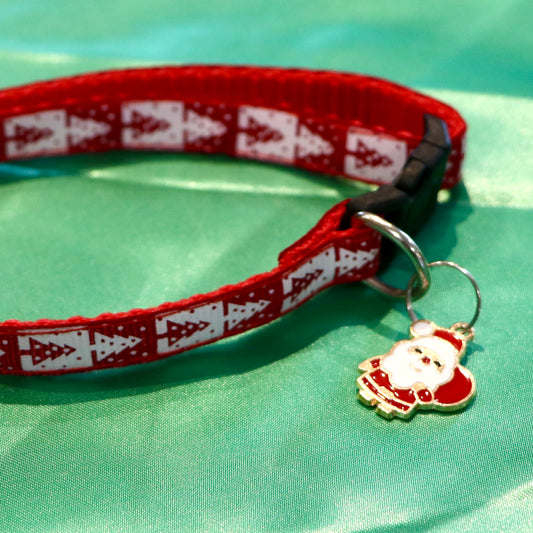 Christmas Collar Red with FREE Santa Charm