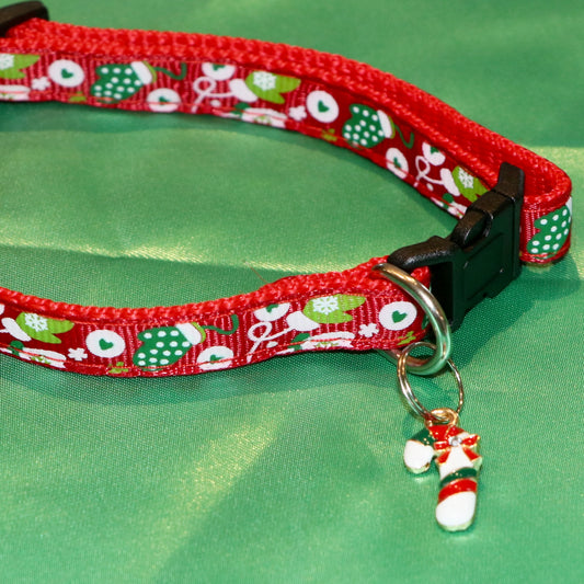 Christmas Collar Red with FREE Candy Cane Charm