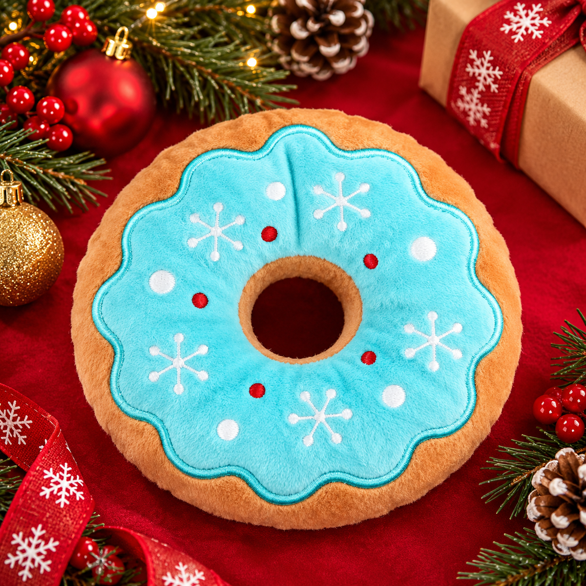 Christmas Plush Donut Dog Toy