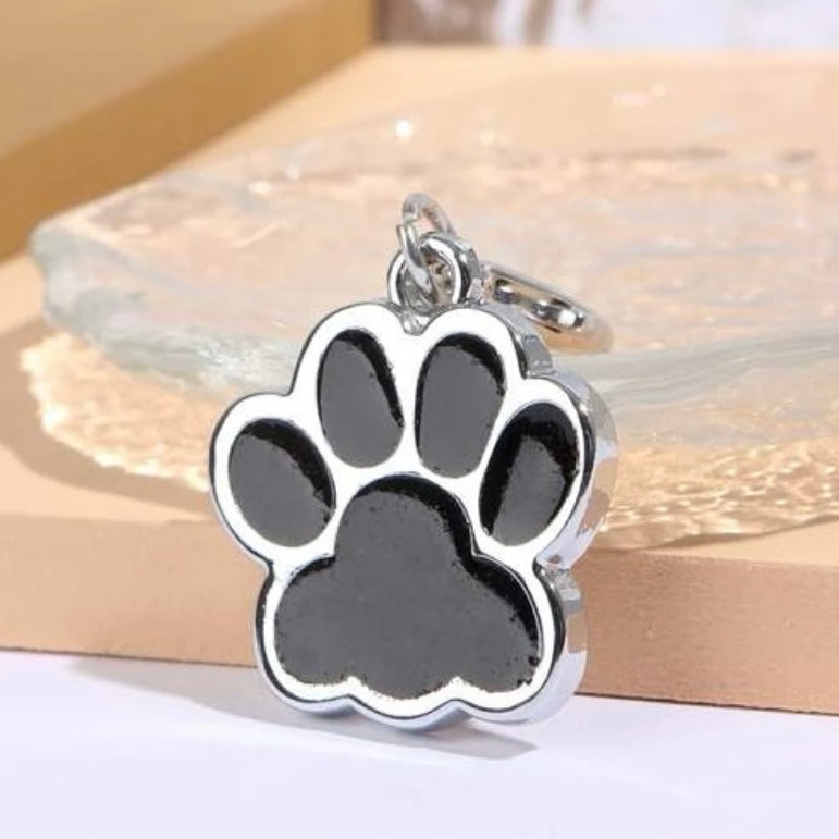 Black Paw Print Collar Charm