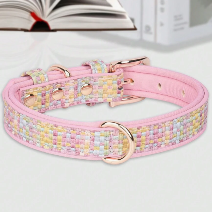 Pink Colorful Plaid Dog Collar