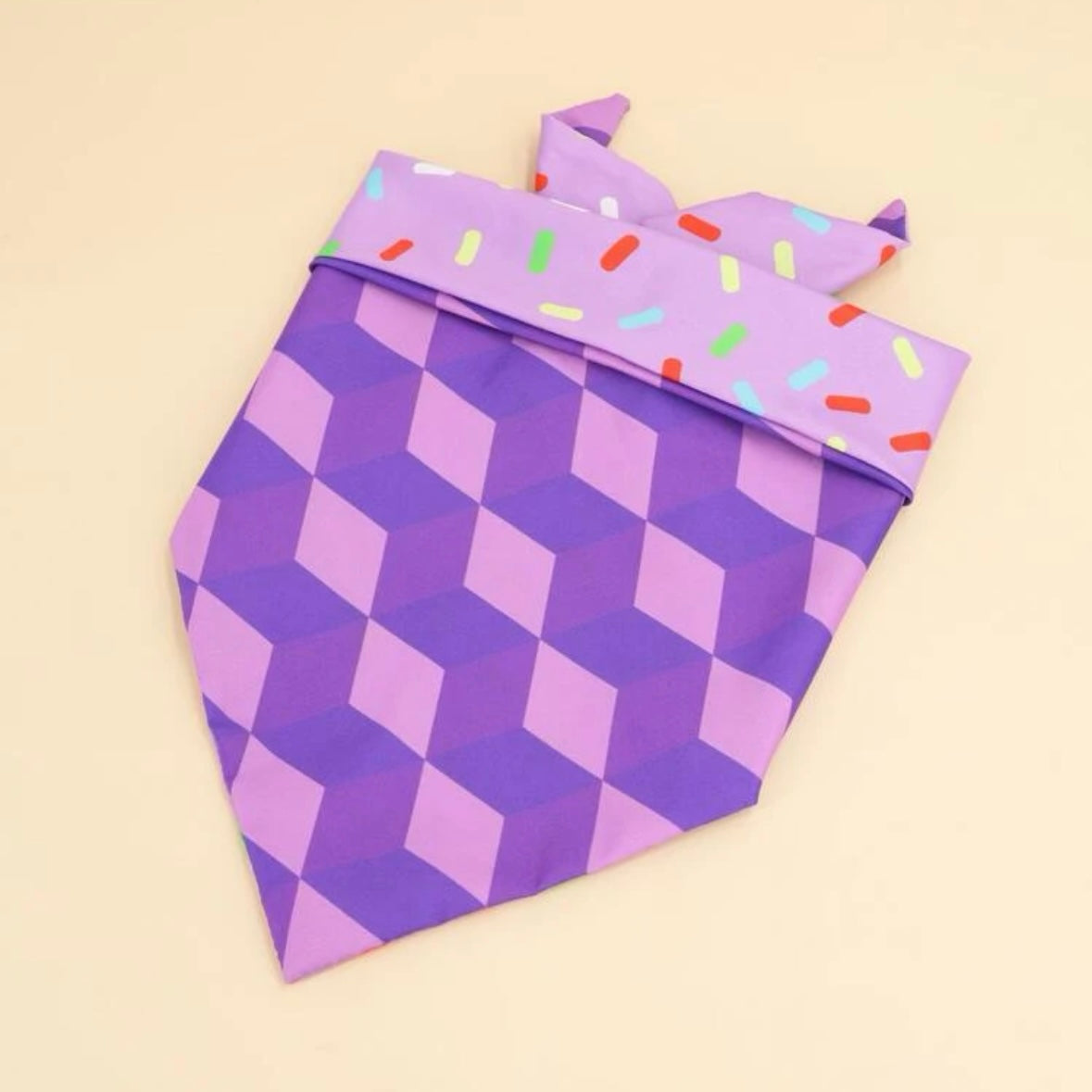 Purple Geometric Print Dog Bandana