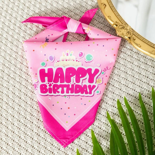 Pink Happy Birthday Bandana