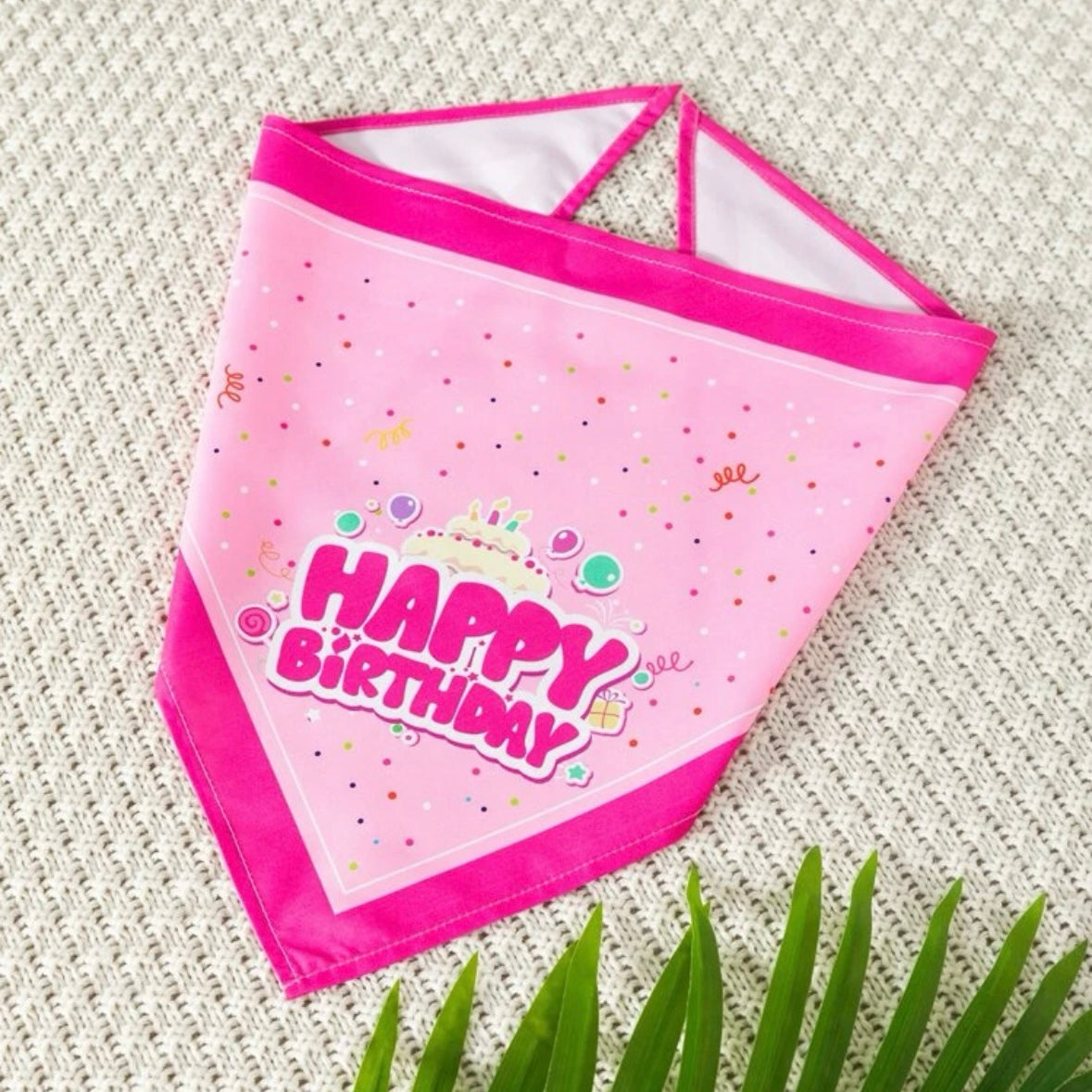 Pink Happy Birthday Bandana