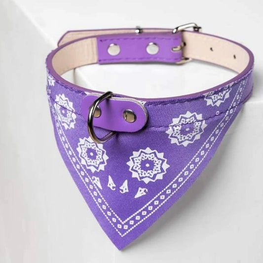 Purple Floral Print Pet Bandana Collar
