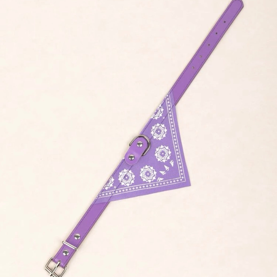 Purple Floral Print Pet Bandana Collar