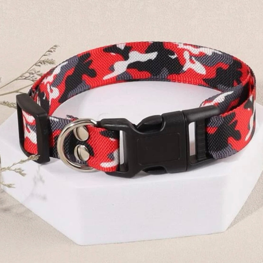 Red and Black Camo Dog Collar