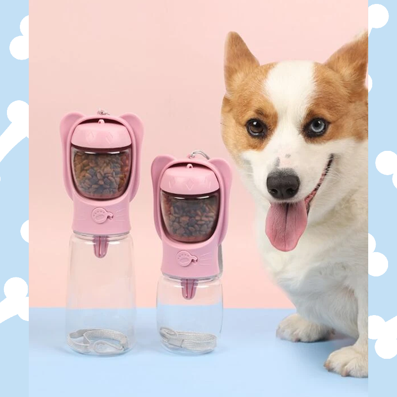 2 In 1 Pet Travel Food & Water Bottle - Pink