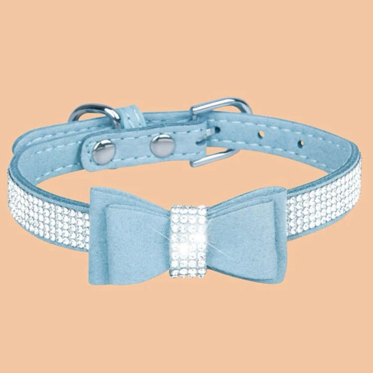 Blue Sparkle Bow Collar