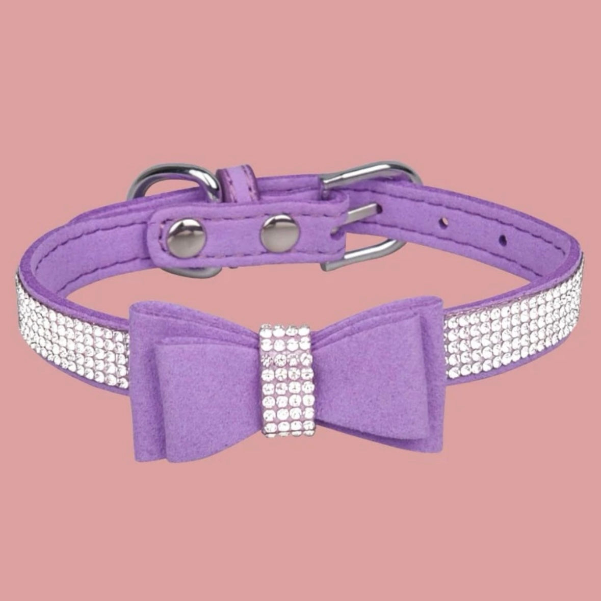 Purple Sparkle Bow Collar