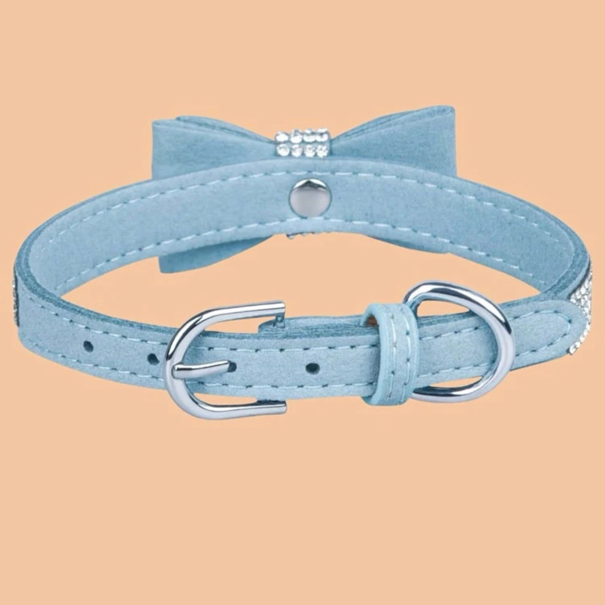 Blue Sparkle Bow Collar